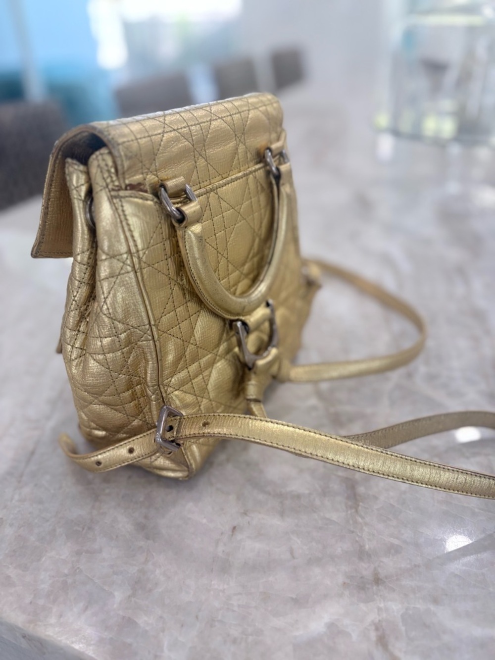 Dior Metallic Gold Quilted Bag - Picture 6 of 10